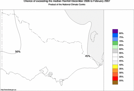 probability of exceeding median rainfall - click on the map for a larger version of the map