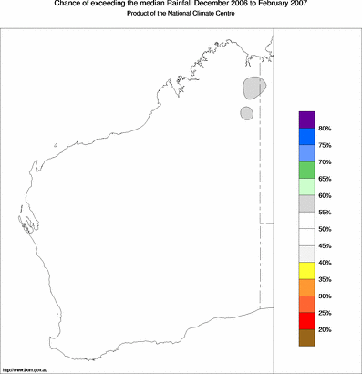 probability of exceeding median rainfall - click on the map for a larger version of the map
