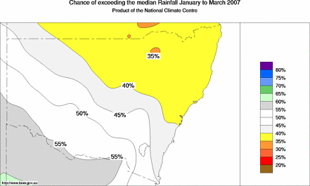 probability of exceeding median rainfall - click on the map for a larger version of the map