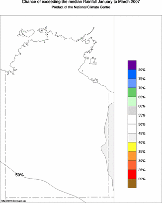probability of exceeding median rainfall - click on the map for a larger version of the map