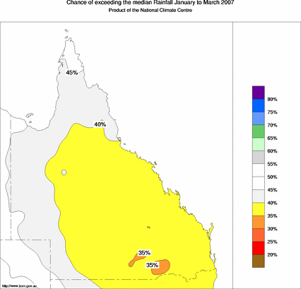probability of exceeding median rainfall - click on the map for a larger version of the map