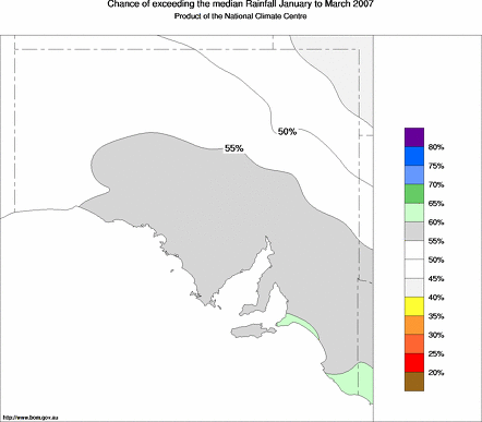 probability of exceeding median rainfall - click on the map for a larger version of the map