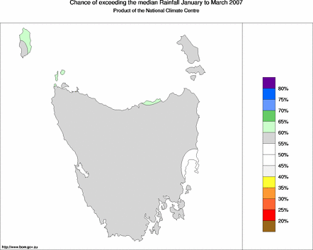 probability of exceeding median rainfall - click on the map for a larger version of the map