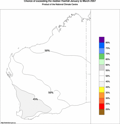 probability of exceeding median rainfall - click on the map for a larger version of the map