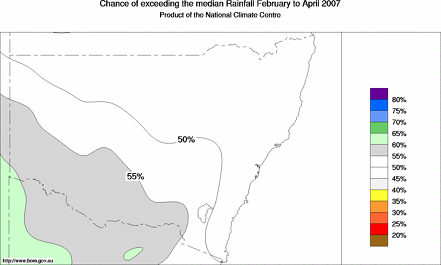 probability of exceeding median rainfall - click on the map for a larger version of the map