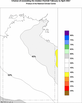 probability of exceeding median rainfall - click on the map for a larger version of the map