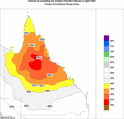 probability of exceeding median rainfall - click on the map for a larger version of the map