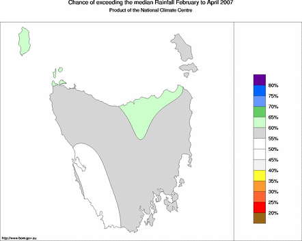 probability of exceeding median rainfall - click on the map for a larger version of the map
