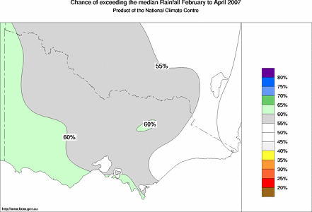 probability of exceeding median rainfall - click on the map for a larger version of the map