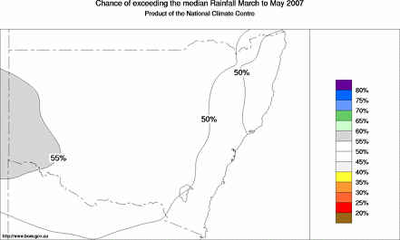 probability of exceeding median rainfall - click on the map for a larger version of the map