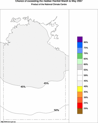 probability of exceeding median rainfall - click on the map for a larger version of the map