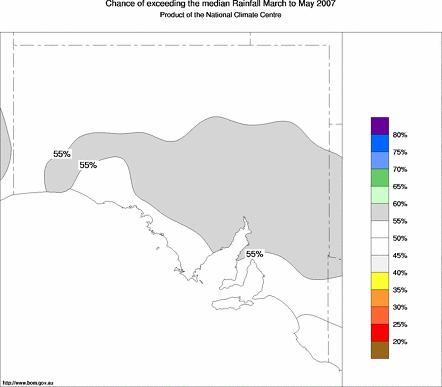 probability of exceeding median rainfall - click on the map for a larger version of the map