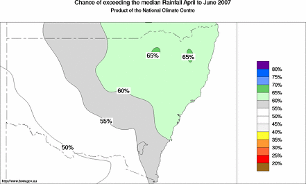 probability of exceeding median rainfall - click on the map for a larger version of the map