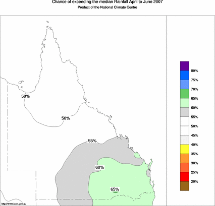probability of exceeding median rainfall - click on the map for a larger version of the map