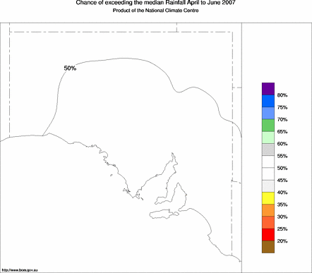 probability of exceeding median rainfall - click on the map for a larger version of the map