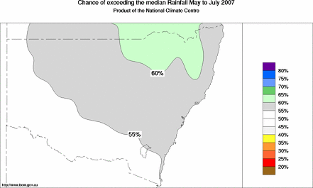 probability of exceeding median rainfall - click on the map for a larger version of the map
