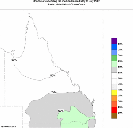 probability of exceeding median rainfall - click on the map for a larger version of the map