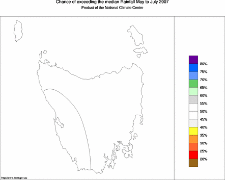 probability of exceeding median rainfall - click on the map for a larger version of the map