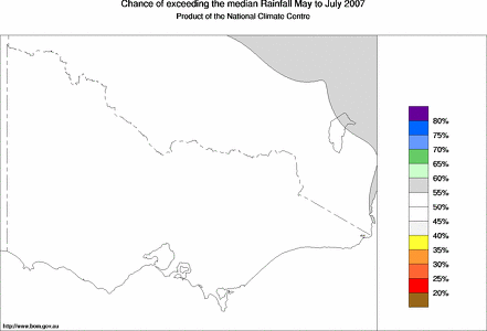 probability of exceeding median rainfall - click on the map for a larger version of the map