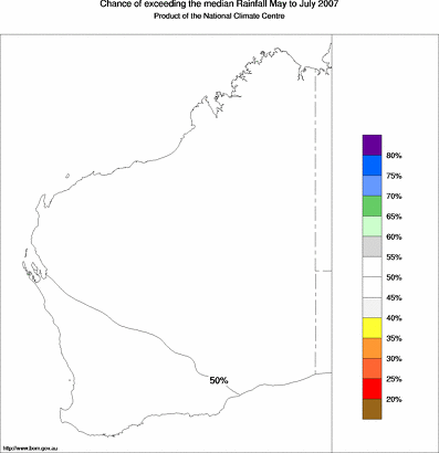 probability of exceeding median rainfall - click on the map for a larger version of the map