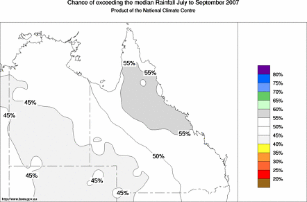 probability of exceeding median rainfall - click on the map for a larger version of the map