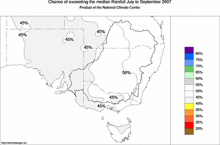 probability of exceeding median rainfall - click on the map for a larger version of the map