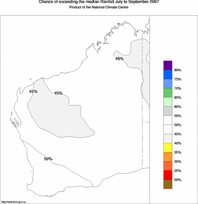 probability of exceeding median rainfall - click on the map for a larger version of the map
