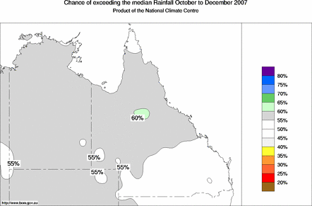 probability of exceeding median rainfall - click on the map for a larger version of the map