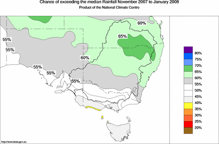 probability of exceeding median rainfall - click on the map for a larger version of the map