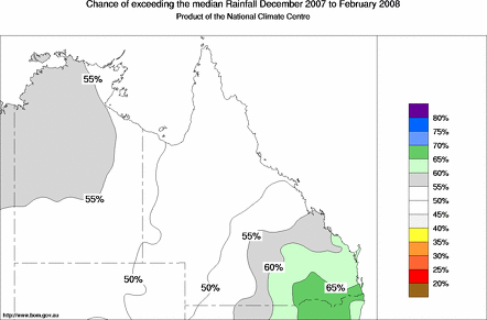 probability of exceeding median rainfall - click on the map for a larger version of the map