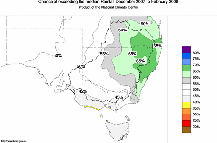 probability of exceeding median rainfall - click on the map for a larger version of the map