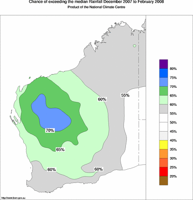 probability of exceeding median rainfall - click on the map for a larger version of the map