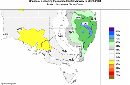 probability of exceeding median rainfall - click on the map for a larger version of the map