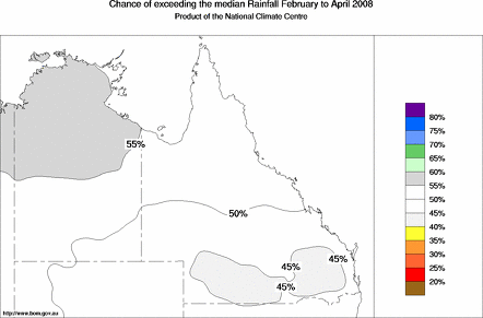 probability of exceeding median rainfall - click on the map for a larger version of the map