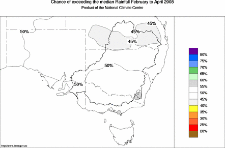 probability of exceeding median rainfall - click on the map for a larger version of the map
