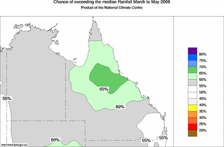 probability of exceeding median rainfall - click on the map for a larger version of the map