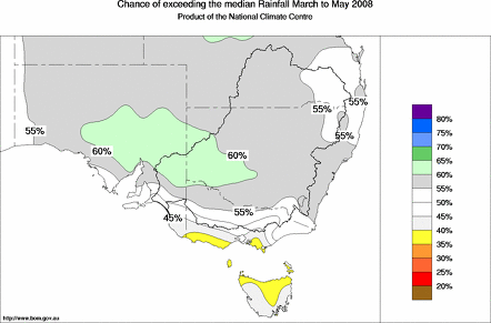 probability of exceeding median rainfall - click on the map for a larger version of the map