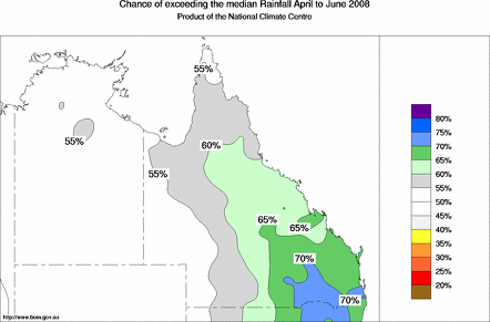 probability of exceeding median rainfall - click on the map for a larger version of the map