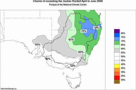 probability of exceeding median rainfall - click on the map for a larger version of the map