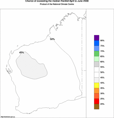 probability of exceeding median rainfall - click on the map for a larger version of the map