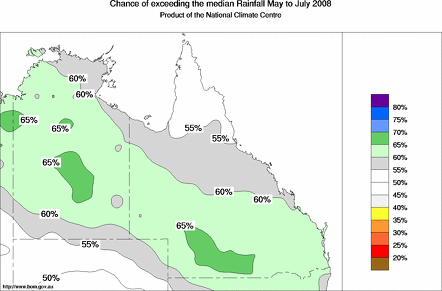 probability of exceeding median rainfall - click on the map for a larger version of the map