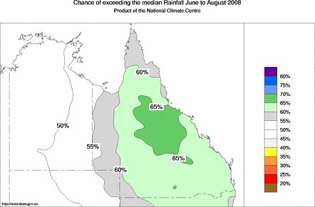 probability of exceeding median rainfall - click on the map for a larger version of the map