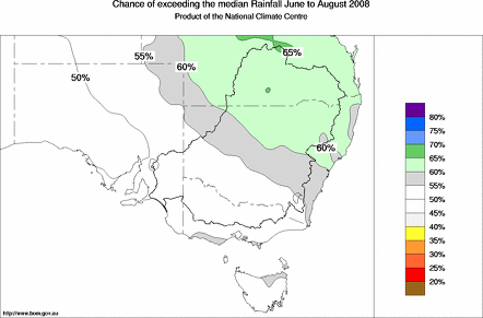 probability of exceeding median rainfall - click on the map for a larger version of the map