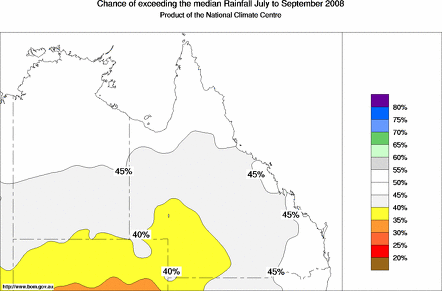 probability of exceeding median rainfall - click on the map for a larger version of the map
