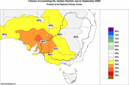 probability of exceeding median rainfall - click on the map for a larger version of the map