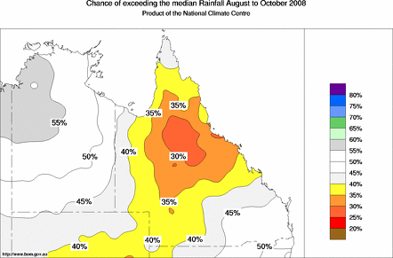probability of exceeding median rainfall - click on the map for a larger version of the map