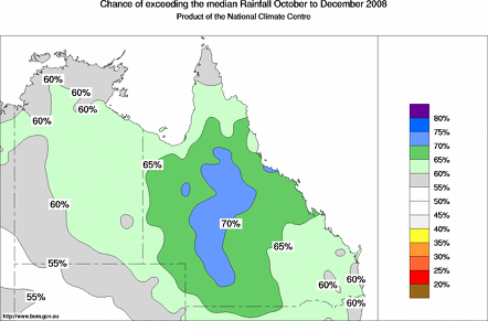 probability of exceeding median rainfall - click on the map for a larger version of the map