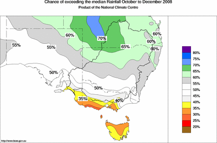 probability of exceeding median rainfall - click on the map for a larger version of the map