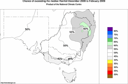 probability of exceeding median rainfall - click on the map for a larger version of the map