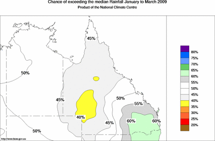 probability of exceeding median rainfall - click on the map for a larger version of the map